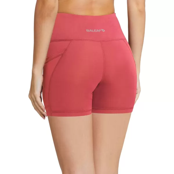 BALEAF Womens 8 7 5 Biker Shorts High Waist Workout Yoga Running Volleyball Spandex Shorts with Pockets5 inches Coral