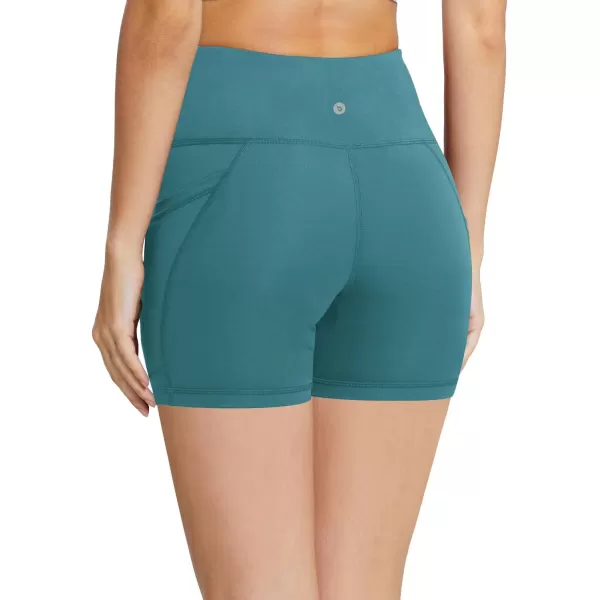 BALEAF Womens 8 7 5 Biker Shorts High Waist Workout Yoga Running Volleyball Spandex Shorts with Pockets5 inches Green