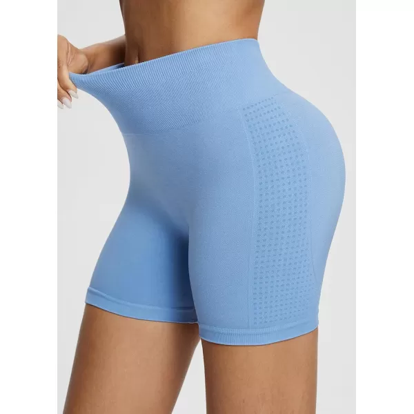 BALEAF Womens 8 7 5 Biker Shorts High Waist Workout Yoga Running Volleyball Spandex Shorts with Pockets5 inches Light Blue  Seamless Design