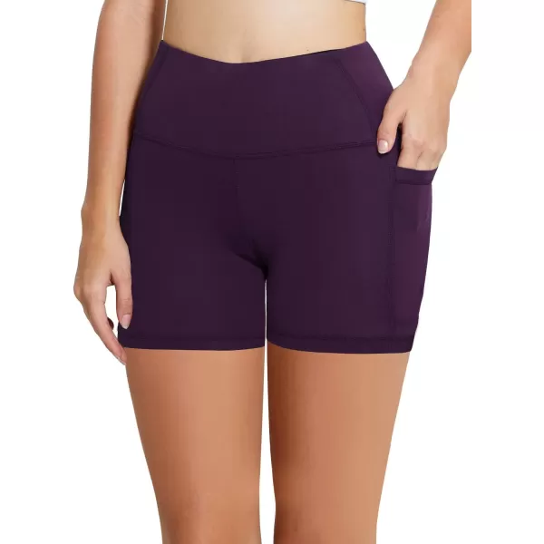 BALEAF Womens 8 7 5 Biker Shorts High Waist Workout Yoga Running Volleyball Spandex Shorts with Pockets5 inches Purple