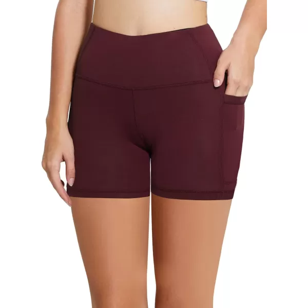 BALEAF Womens 8 7 5 Biker Shorts High Waist Workout Yoga Running Volleyball Spandex Shorts with Pockets5 inches Ruby Wine