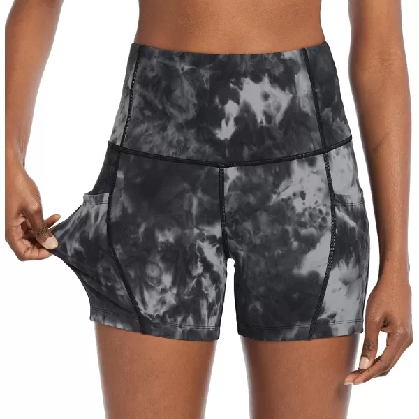 BALEAF Womens 8 7 5 Biker Shorts High Waist Workout Yoga Running Volleyball Spandex Shorts with Pockets5 inches Tie Dye Black