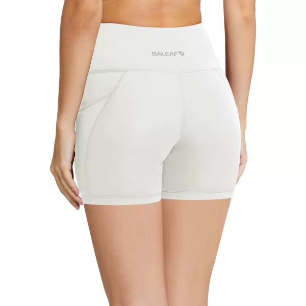 BALEAF Womens 8 7 5 Biker Shorts High Waist Workout Yoga Running Volleyball Spandex Shorts with Pockets5 inches White