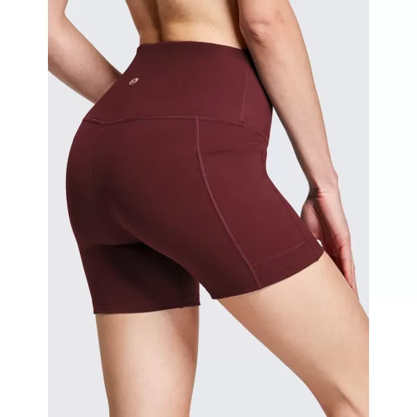 BALEAF Womens 8 7 5 Biker Shorts High Waist Workout Yoga Running Volleyball Spandex Shorts with Pockets5 inches Wineupgraded Fabric