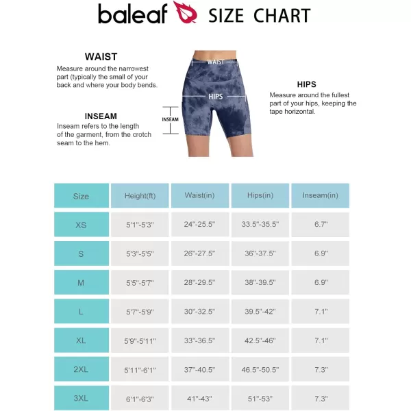 BALEAF Womens 8 7 5 Biker Shorts High Waist Workout Yoga Running Volleyball Spandex Shorts with Pockets7 inches Tie Dye Blue