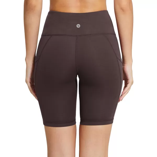 BALEAF Womens 8 7 5 Biker Shorts High Waist Workout Yoga Running Volleyball Spandex Shorts with Pockets8 inches Brown