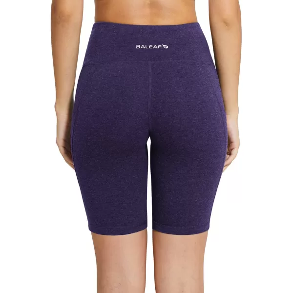 BALEAF Womens 8 7 5 Biker Shorts High Waist Workout Yoga Running Volleyball Spandex Shorts with Pockets8 inches Heather Purple