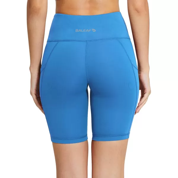 BALEAF Womens 8 7 5 Biker Shorts High Waist Workout Yoga Running Volleyball Spandex Shorts with Pockets8 inches Lapis Blue