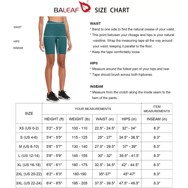 BALEAF Womens 8 7 5 Biker Shorts High Waist Workout Yoga Running Volleyball Spandex Shorts with Pockets8 inches Tealupgraded Fabric