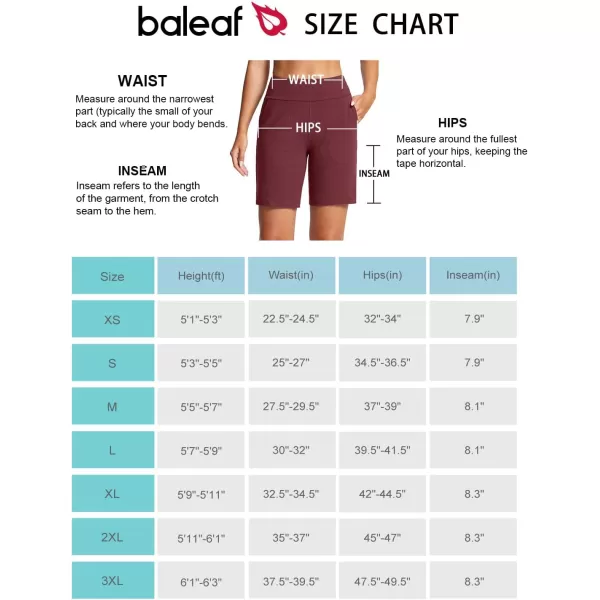 BALEAF Womens 8 Bermuda Shorts Cotton Casual Athletic Running Lounge Knee Length Long Sweat Shorts with PocketsWine