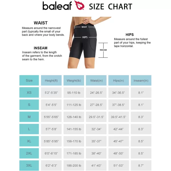 BALEAF Womens 812 Long Swim Shorts Upf50 High Waisted Swim Capris Pants with PocketsZblack8 Inch