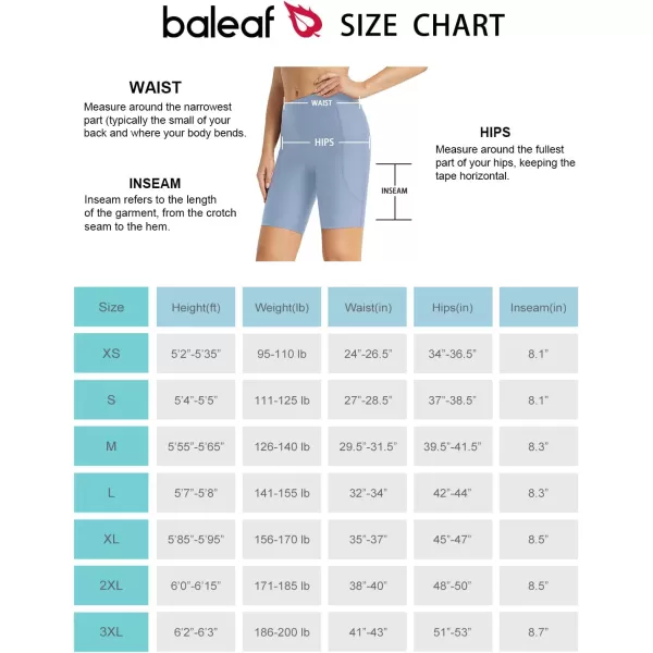 BALEAF Womens 812 Long Swim Shorts Upf50 High Waisted Swim Capris Pants with PocketsZice Blue8 Inch