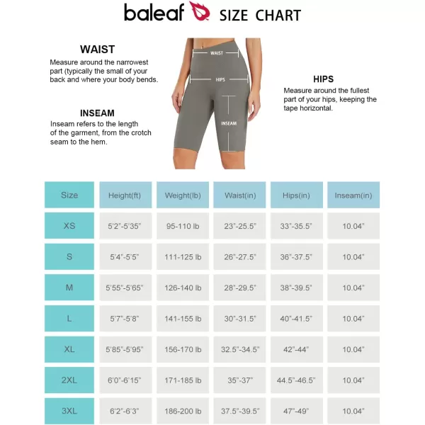 BALEAF Womens 8610 High Waisted Biker Shorts Ultra Soft Running Workout Athletic Yoga Shorts Inner Pocket10 Inseam Grey