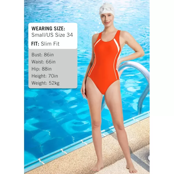 BALEAF Womens Athletic One Piece Swimsuits Lap Swimming Racerback Bathing Suit Competitive Training SwimwearStyle2orange