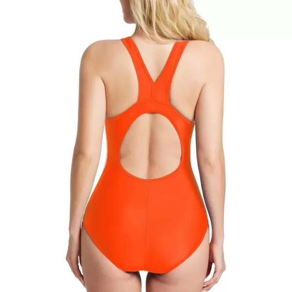 BALEAF Womens Athletic One Piece Swimsuits Lap Swimming Racerback Bathing Suit Competitive Training SwimwearStyle2orange