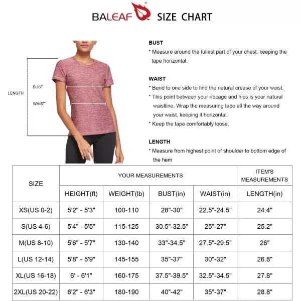 BALEAF Womens Athletic Shirt Workout Top Running Yoga Lightweight Quick Dry ShortSleeved Crewneck TeeAred