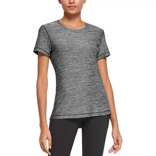 BALEAF Womens Athletic Shirt Workout Top Running Yoga Lightweight Quick Dry ShortSleeved Crewneck TeeDrak Grey