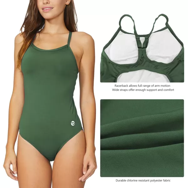 BALEAF Womens Athletic Training Adjustable Strap One Piece SwimsuitArmygreen