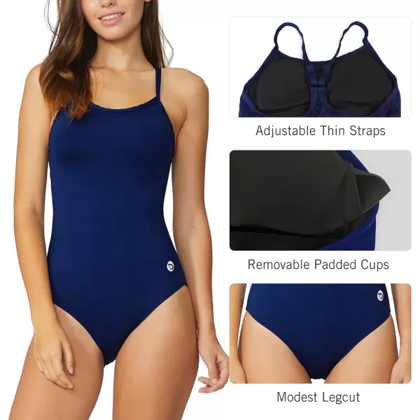 BALEAF Womens Athletic Training Adjustable Strap One Piece SwimsuitNavy