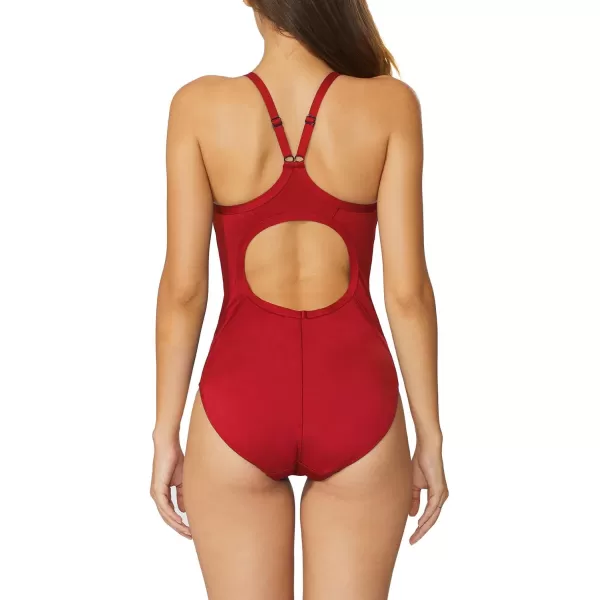 BALEAF Womens Athletic Training Adjustable Strap One Piece SwimsuitRed