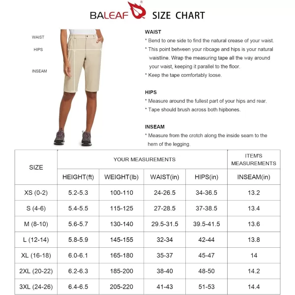 BALEAF Womens Bermuda Knee Length Long Shorts for Summer Hiking Golf Camping Stretch Lightweight Nylon Quick DryBlack