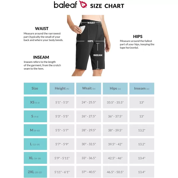 BALEAF Womens Bermuda Long Shorts 13 Golf Shorts Knee Length Hiking Quick Dry High Waist Stretch Water Resistant01black13inch