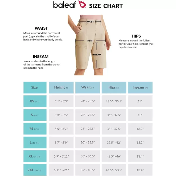 BALEAF Womens Bermuda Long Shorts 13 Golf Shorts Knee Length Hiking Quick Dry High Waist Stretch Water Resistant03khaki13inch