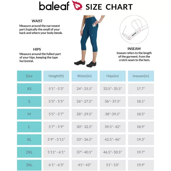 BALEAF Womens Bike Pants Lycra Padded 34 Cycling Capris Shorts High Waist Biking Bicycle Padding TightsBlue