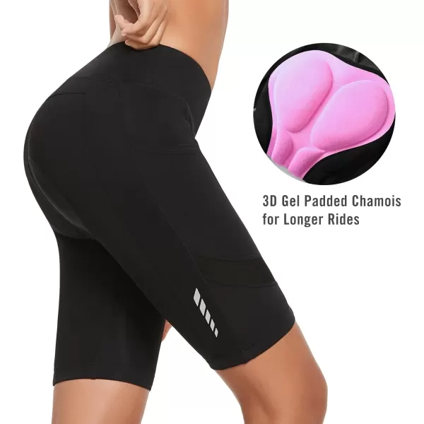 BALEAF Womens Bike Shorts Padded Cycling Bicycle Biking Spin Biker Shorts Padding Pocket UPF5001blackpocket Mesh