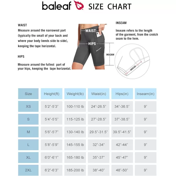 BALEAF Womens Bike Shorts Padded Cycling Bicycle Biking Spin Biker Shorts Padding Pocket UPF5002greypocket