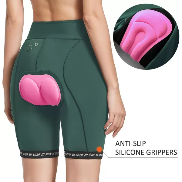 BALEAF Womens Bike Shorts Padded Cycling Bicycle Biking Spin Biker Shorts Padding Pocket UPF5003steel Greenno Pocket