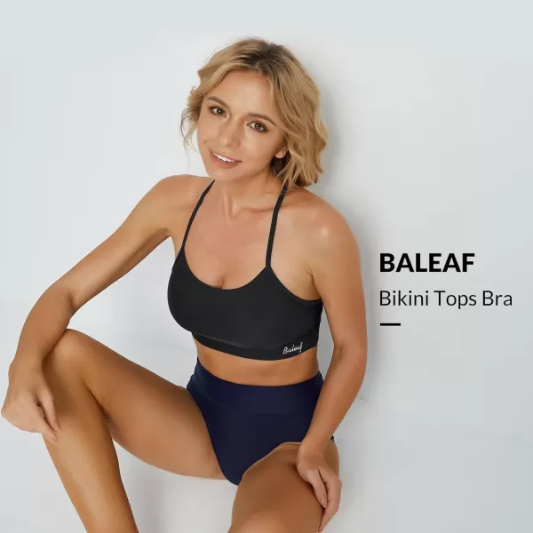 BALEAF Womens Bikini Tops Adjustable Straps Modest Push Up Swim Sports Top Built in Bra UPF 50 Removable Padded SwimsuitBlack