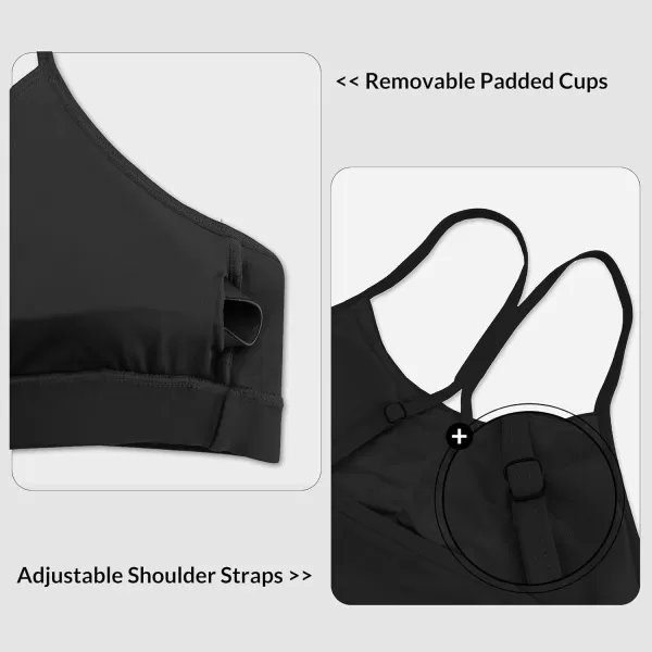 BALEAF Womens Bikini Tops Adjustable Straps Modest Push Up Swim Sports Top Built in Bra UPF 50 Removable Padded SwimsuitBlack