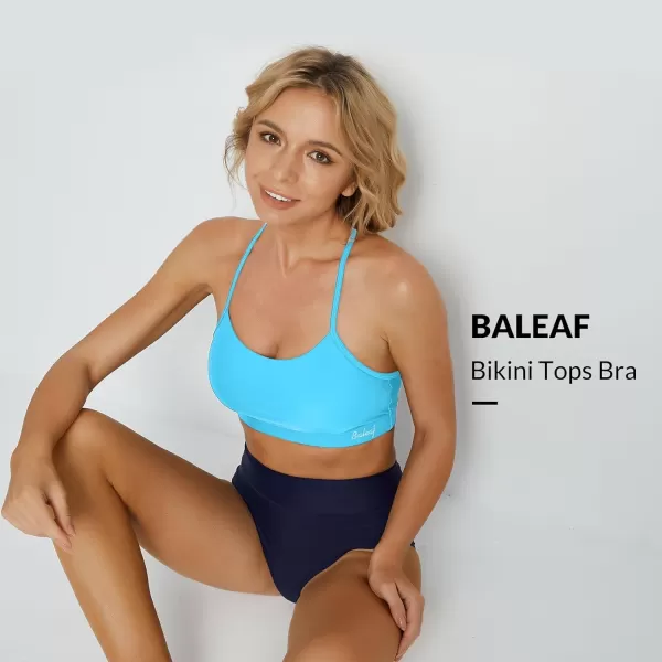 BALEAF Womens Bikini Tops Adjustable Straps Modest Push Up Swim Sports Top Built in Bra UPF 50 Removable Padded SwimsuitRoyal Blue