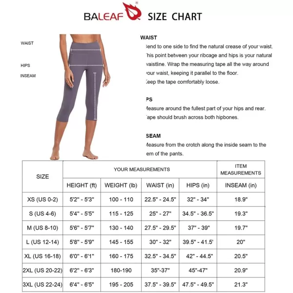 BALEAF Womens Capri Leggings High Waisted Yoga Pants Stretch 34 Workout Exercise Capris with PocketsBlackupgraded Super Soft Fabric