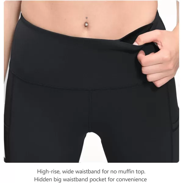 BALEAF Womens Capri Leggings with Pockets High Waisted Workout Yoga Running Gym Pull On Capris Pants for Casual Summer19 Inseam Black