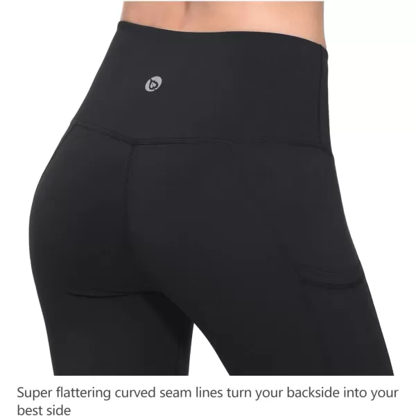 BALEAF Womens Capri Leggings with Pockets High Waisted Workout Yoga Running Gym Pull On Capris Pants for Casual Summer19 Inseam Black