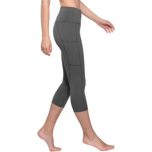 BALEAF Womens Capri Leggings with Pockets High Waisted Workout Yoga Running Gym Pull On Capris Pants for Casual Summer19 Inseam Gray