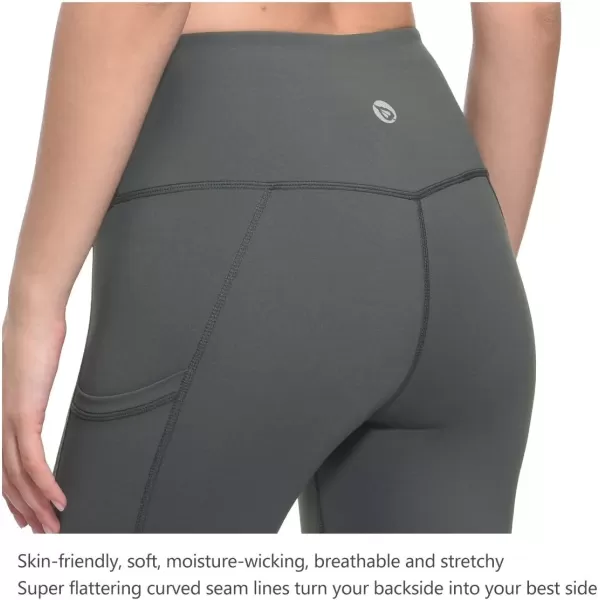 BALEAF Womens Capri Leggings with Pockets High Waisted Workout Yoga Running Gym Pull On Capris Pants for Casual Summer19 Inseam Gray