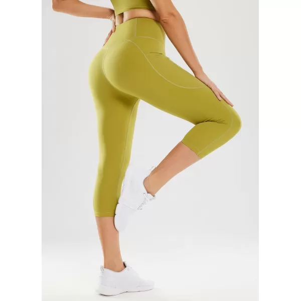 BALEAF Womens Capri Leggings with Pockets High Waisted Workout Yoga Running Gym Pull On Capris Pants for Casual Summer19 InseamNylon Green