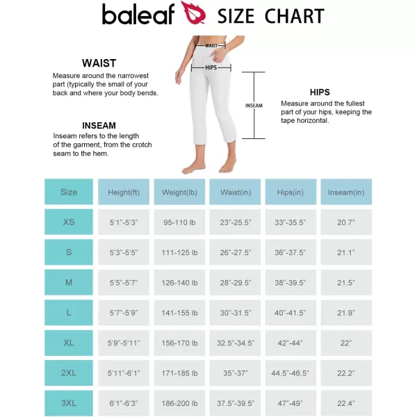 BALEAF Womens Capri Yoga Pants Casual Summer Pull On Stretch Capris Knit Leggings with Front PocketsWhite