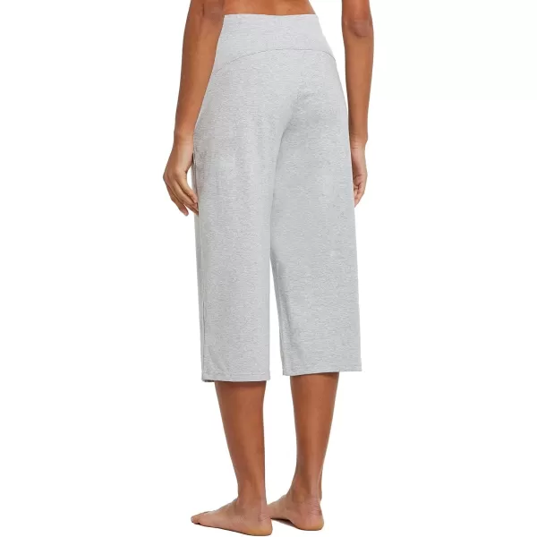 BALEAF Womens Capris Casual Summer Cotton Wide Leg Yoga Capri Sweatpants Loose Lounge Workout Crop Pants PocketsRegularlight Gray