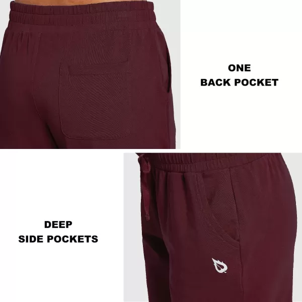 BALEAF Womens Capris Casual Summer Cotton Wide Leg Yoga Capri Sweatpants Loose Lounge Workout Crop Pants PocketsStretchburgundy