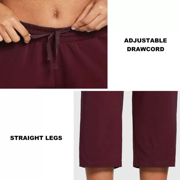 BALEAF Womens Capris Casual Summer Cotton Wide Leg Yoga Capri Sweatpants Loose Lounge Workout Crop Pants PocketsStretchburgundy