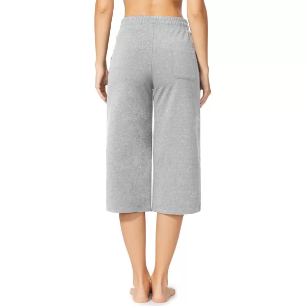 BALEAF Womens Capris Casual Summer Cotton Wide Leg Yoga Capri Sweatpants Loose Lounge Workout Crop Pants PocketsStretchlight Gray