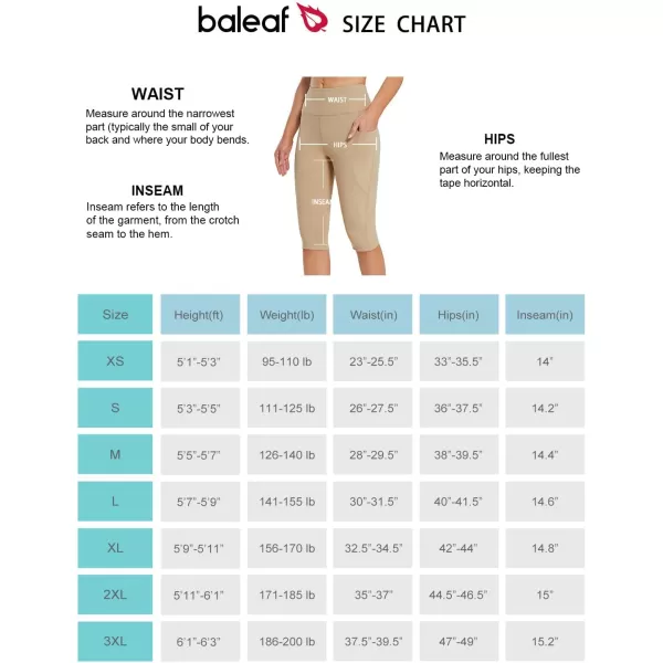 BALEAF Womens Capris with Pockets Knee Length Capri Leggings High Waisted Stretch for Casual Summer Yoga Workout Exercise14 Inseam Khaki