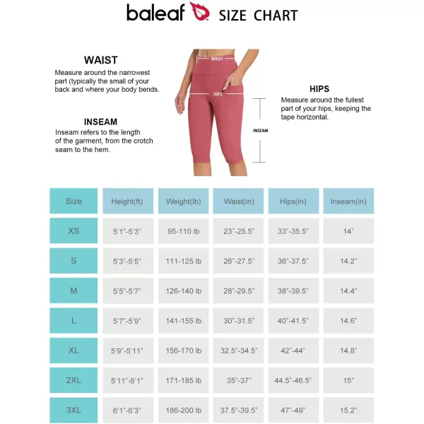 BALEAF Womens Capris with Pockets Knee Length Capri Leggings High Waisted Stretch for Casual Summer Yoga Workout Exercise14 Inseam Rose Wine