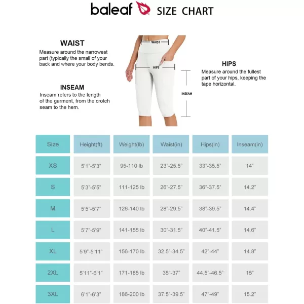 BALEAF Womens Capris with Pockets Knee Length Capri Leggings High Waisted Stretch for Casual Summer Yoga Workout Exercise14 Inseam White