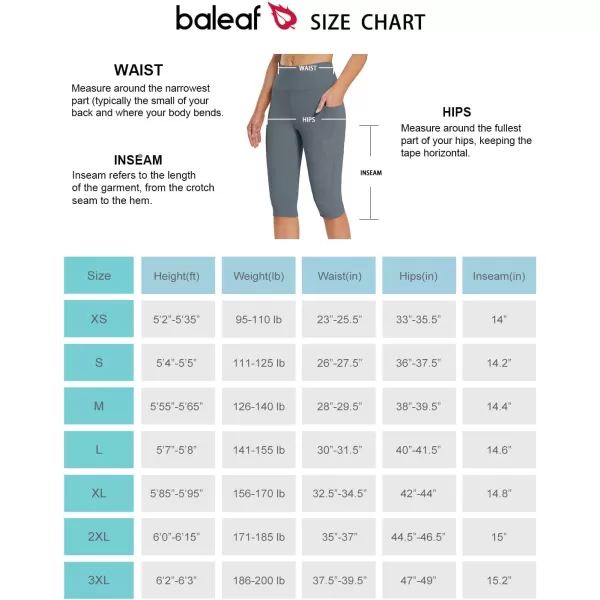 BALEAF Womens Capris with Pockets Knee Length Capri Leggings High Waisted Stretch for Casual Summer Yoga Workout Exercise14Polyester Dark Grey