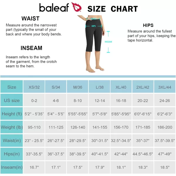 BALEAF Womens Capris with Pockets Knee Length Capri Leggings High Waisted Stretch for Casual Summer Yoga Workout Exercise17 Inseam Black